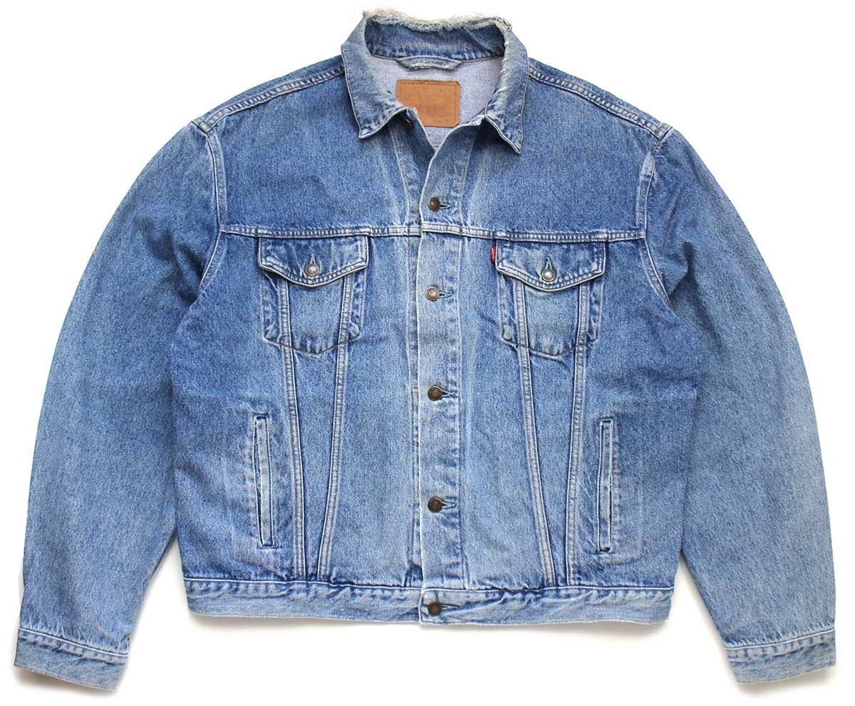 80s イタリア製 Levi'sリーバイス 70503 ダメージ デニムジャケット 4ポケット XLB ユーロ オールド トラッカー オーバーサイズ