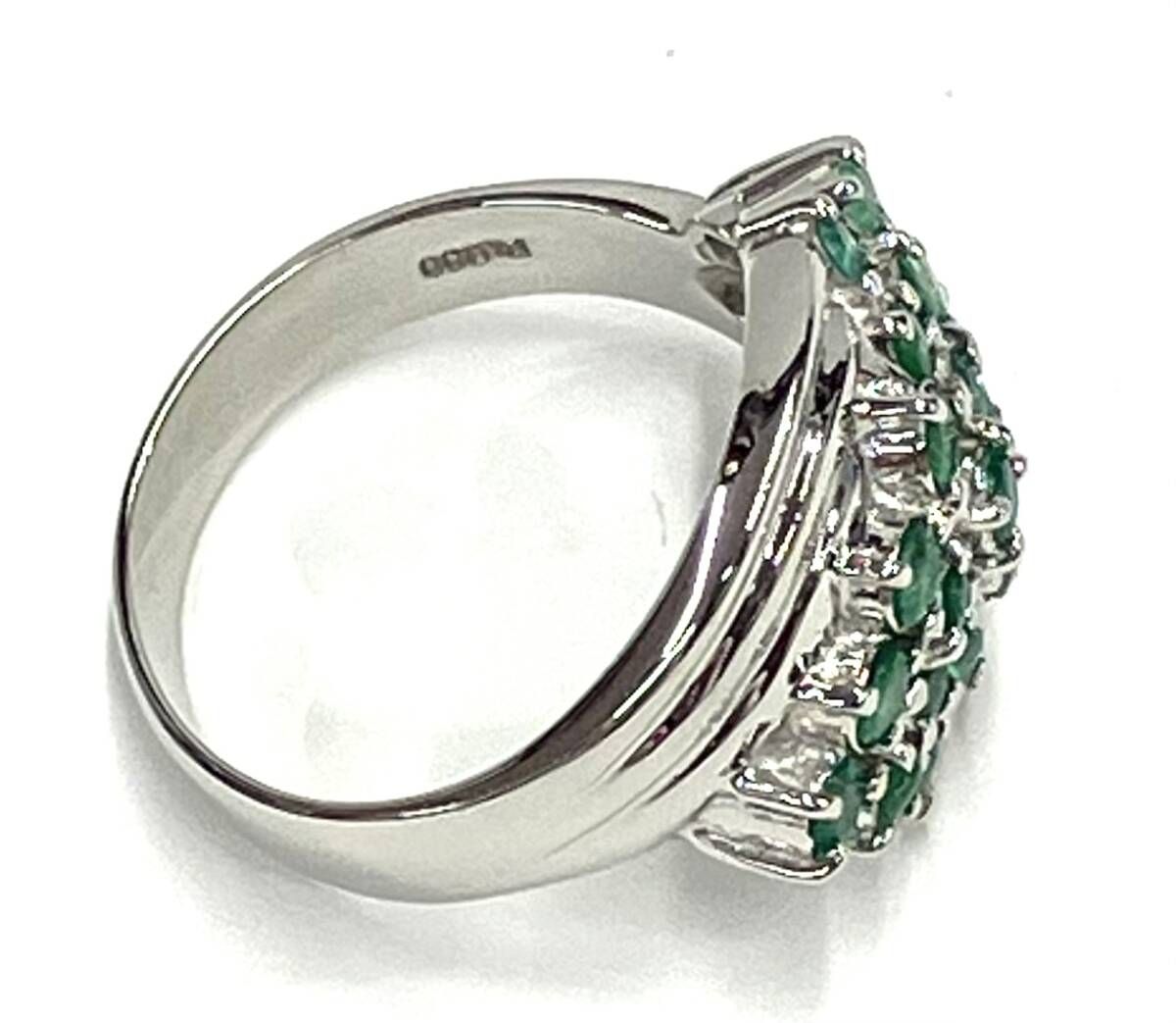 エメラルド デザインリング 8.5号 Pt900