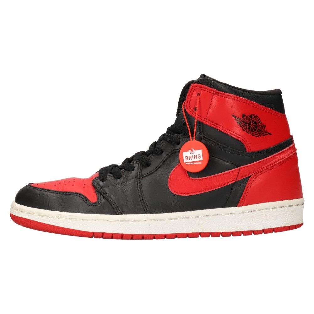 NIKE (ナイキ) 【観賞用】2001年製 AIR JORDAN 1 RETRO HIGH BRED 136066-061 エアジョーダン1レトロ ブレッドハイカットスニーカーシューズ US9.5/27.5cm ブラック/レッド