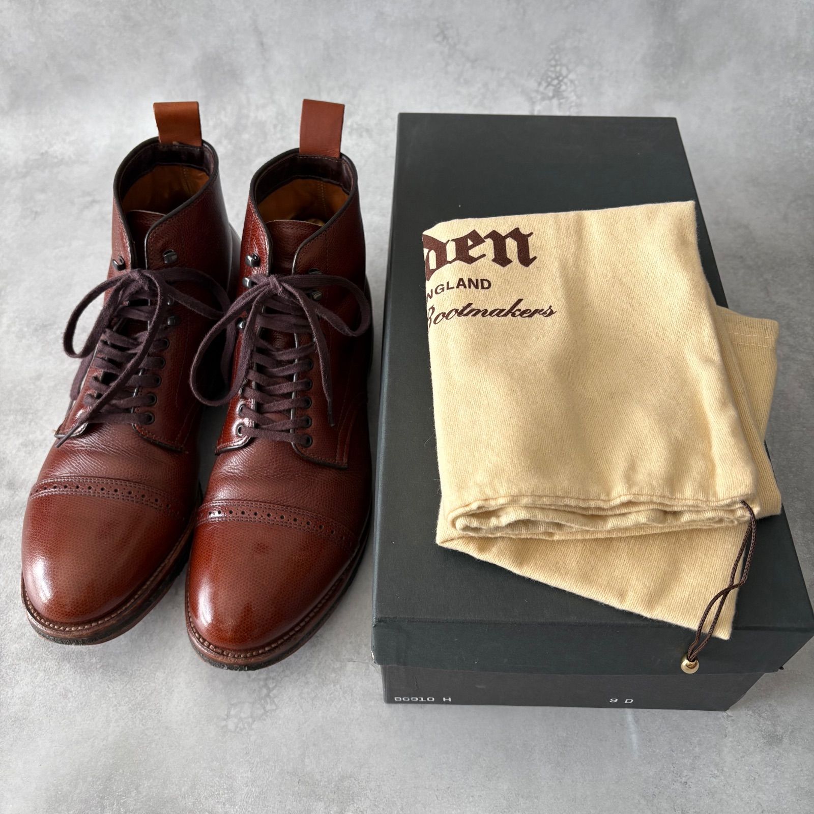 Alden オールデン カーフレザー レースアップブーツ クレープソール ブラウン US 9D 27cm位 き