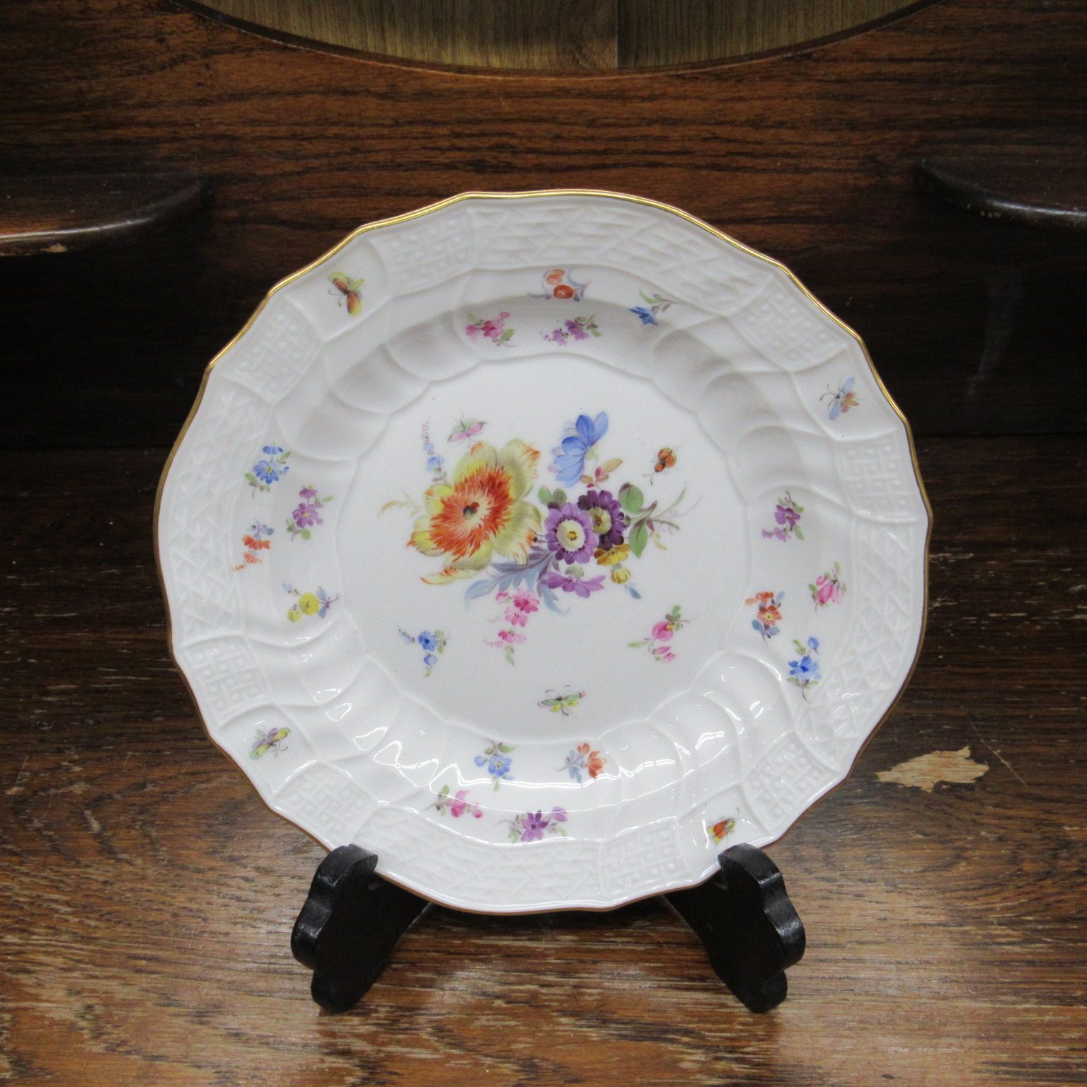 ◇Meissen マイセン ベーシックフラワー 金彩プレート アンティーク 美品◇