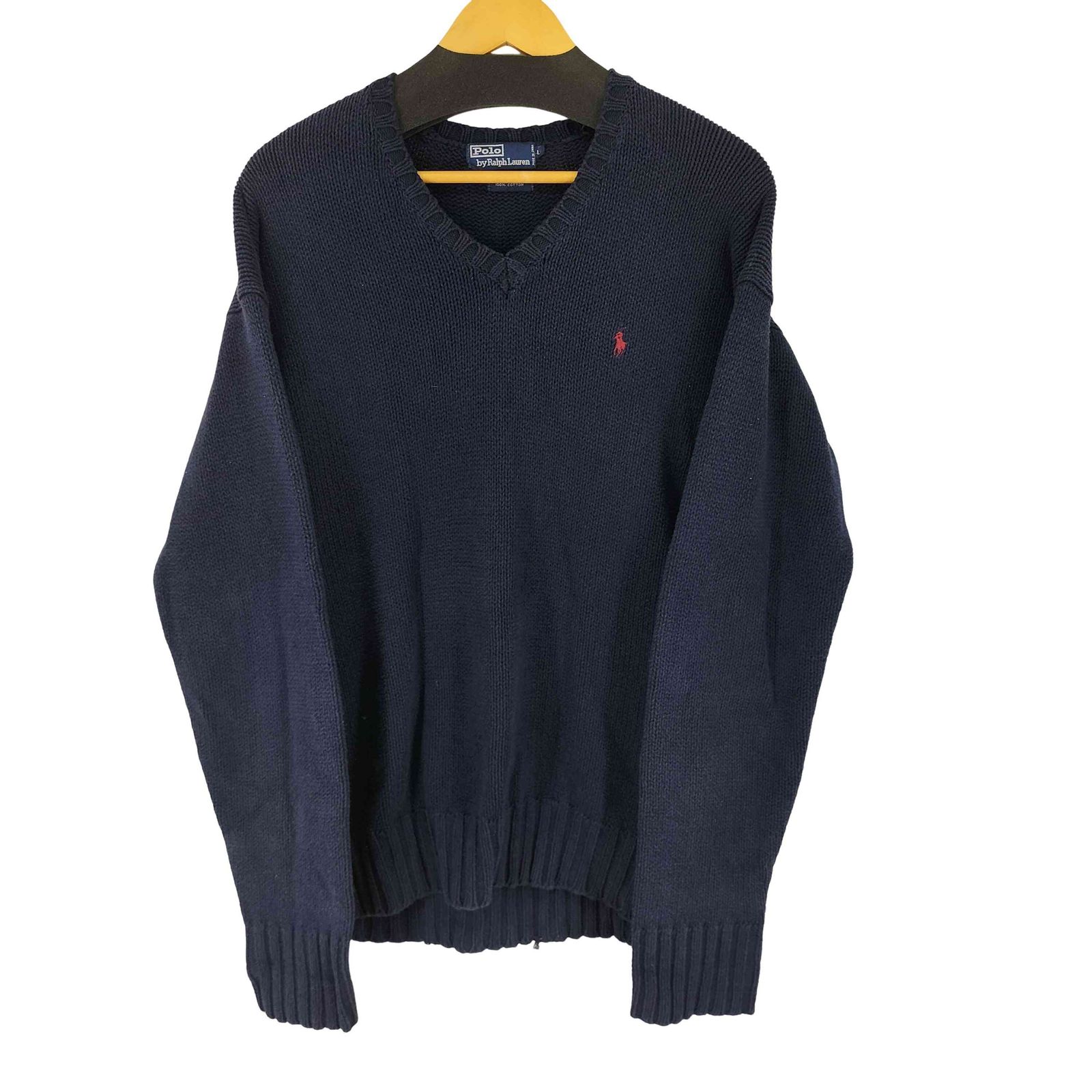 ポロバイラルフローレン Polo by RALPH LAUREN スモールポニー刺繍 Vネック コットンニット メンズ JPN：L 