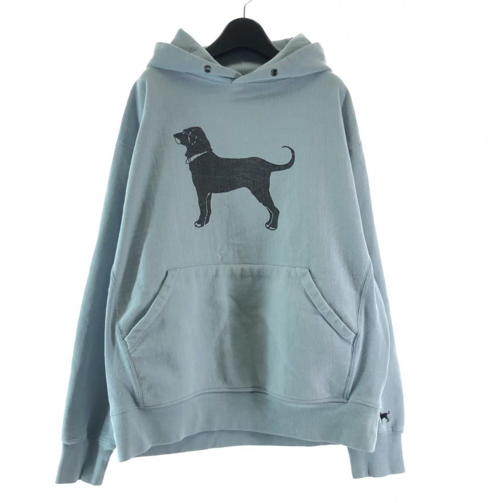 【中古】00s THE BLACK DOG リバースウィーブパーカー サイズＭ 水色 ブラック ドッグ[17]