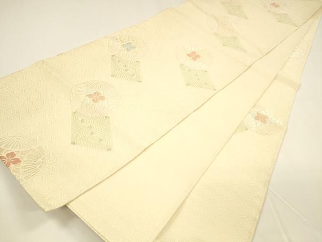 平和屋着物○六通柄袋帯 高田倭男 唐織 松菱花丸文 金糸 正絹 逸品