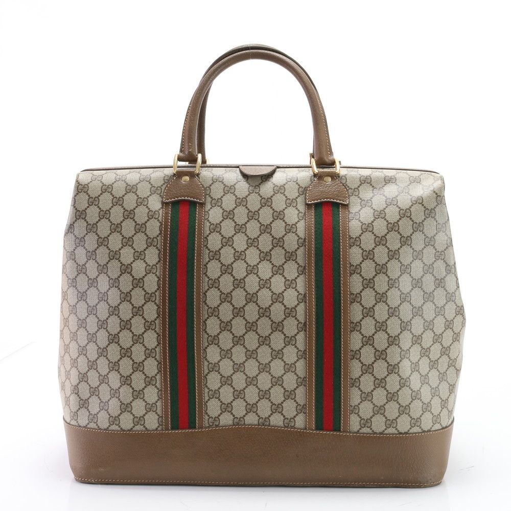 美品 オールド グッチ シェリー ライン GGスプリーム レザー ボストン