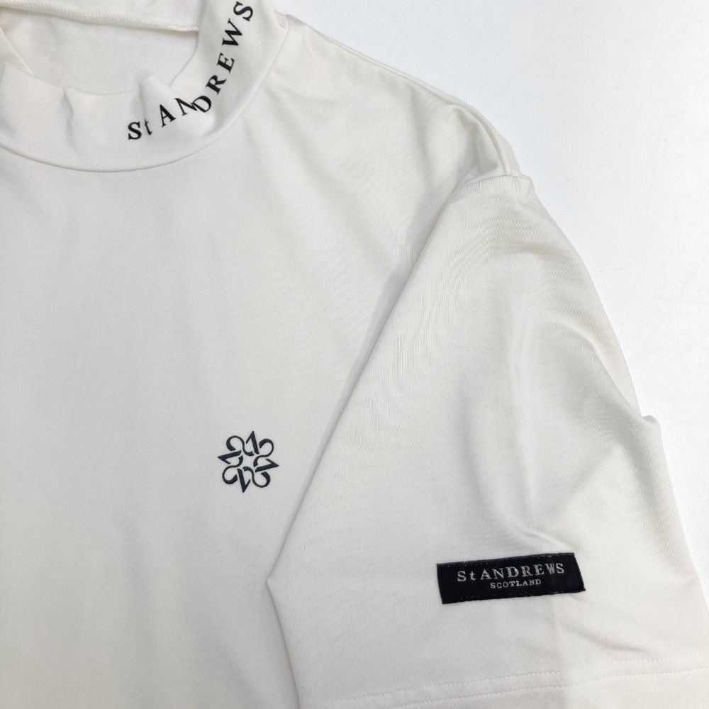 サイズ：L ST ANDREWS セントアンドリュース  ハイネック 半袖Tシャツ  ホワイト系 [240101415826] ゴルフウェア メンズ ストスト サイズ：L ST ANDREWS セントアンドリュース ハイネック 半袖T