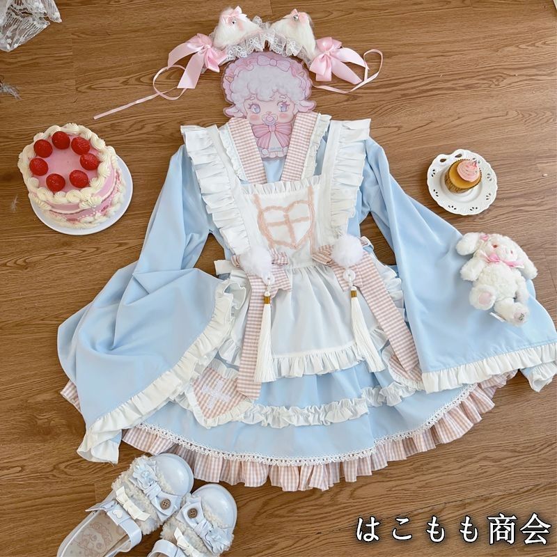 デザイン 上衣＋スカート＋エプロン＋蝶結び4点セット