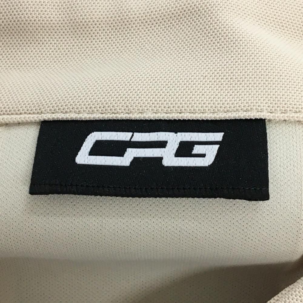 【美品】CPG 半袖ポロシャツ ベージュ×黒 ビッグロゴ  メンズ L ゴルフウェア CPG 美品】CPG 半袖ポロシャツ ベージュ×黒 ビッグロゴ メンズ L