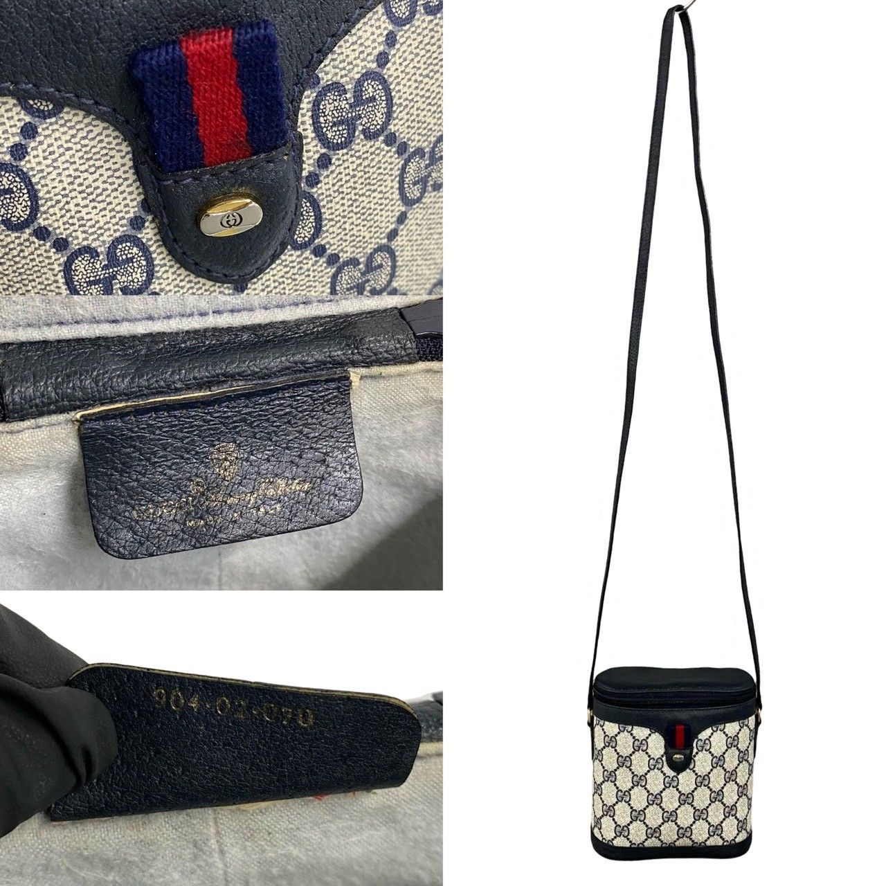 極 美品 GUCCI グッチ オールドグッチ ヴィンテージ ネイビー シェリーライン レザー ミニ ショルダーバッグ ポシェット 25803 -  メルカリ