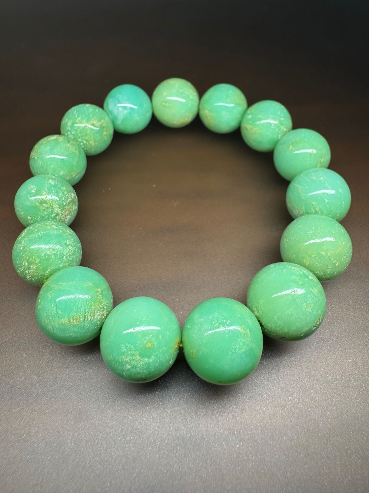 スペシャル 小雪さま ページ SSS大粒14.7㎜クリソプレーズ 腕周り18㎝ 新品