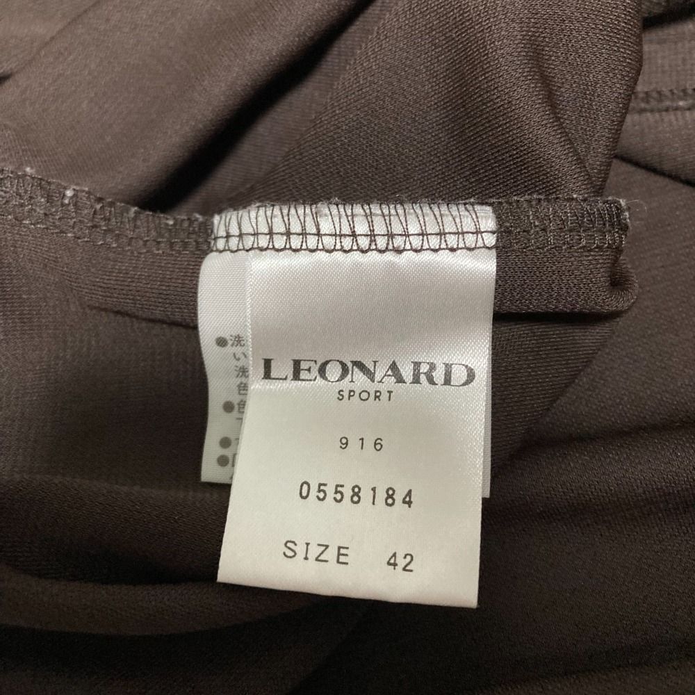 新品同様 LEONARD SPORT レオナールスポーツ フラワープリントトリム ハイネック 長袖 プルオーバー ブラウス 42 ブラウン レディース 古着 中古 新品同様 LEONARD SPORT レオナールスポーツ フラワープリント