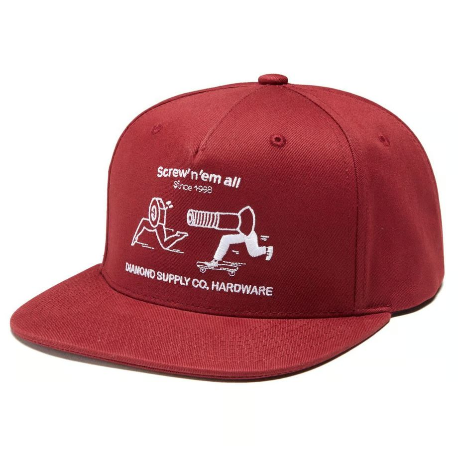 Diamond Supply Co. ダイヤモンドサプライ スナップバックキャップ バーガンディ Screw'n'em all