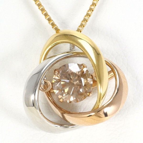 PT900 K18YGPG ネックレス Necklace ブラウンダイヤ 0.50 鑑別書 総重量約3.9g 約45cm