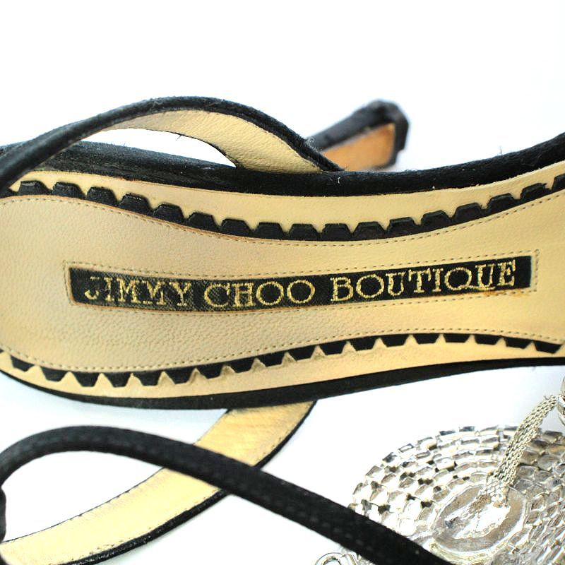 ジミーチュウ JIMMY CHOO サンダル ビジュー サテン生地 35.5 22.5cm