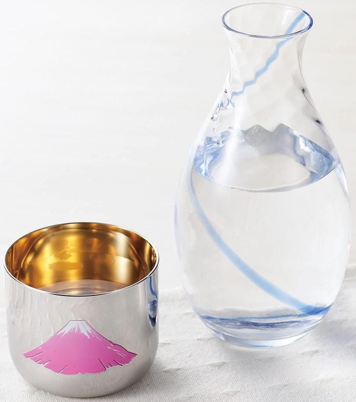 よこやま 日本製 100ml 感温 ぐい呑み お猪口 赤 富士 内面 よこやま 日本製 100ml 感温 ぐい呑み お猪口 赤 富士 内面