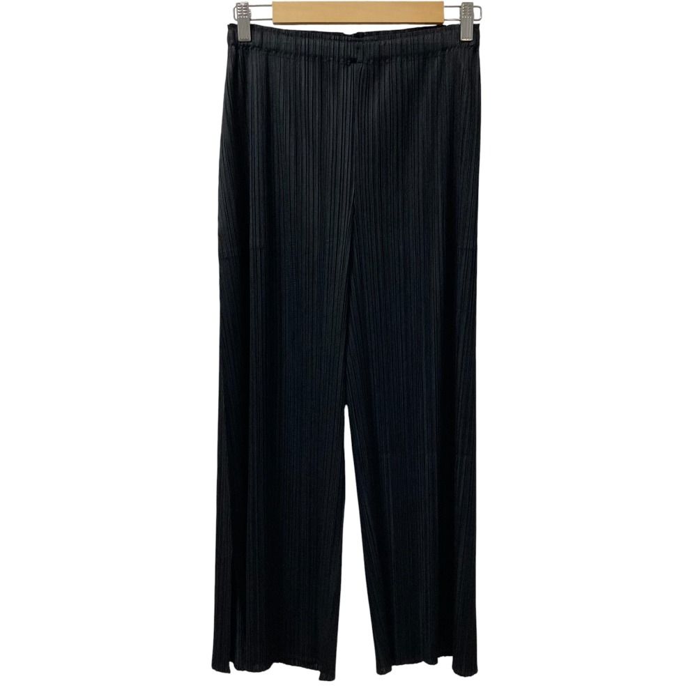 24SS PLEATS PLEASE ISSEY MIYAKE プリーツプリーズ イッセイミヤケ イージーワイドパンツ PP41JF164 サイズ4 ブラック レディース 古着