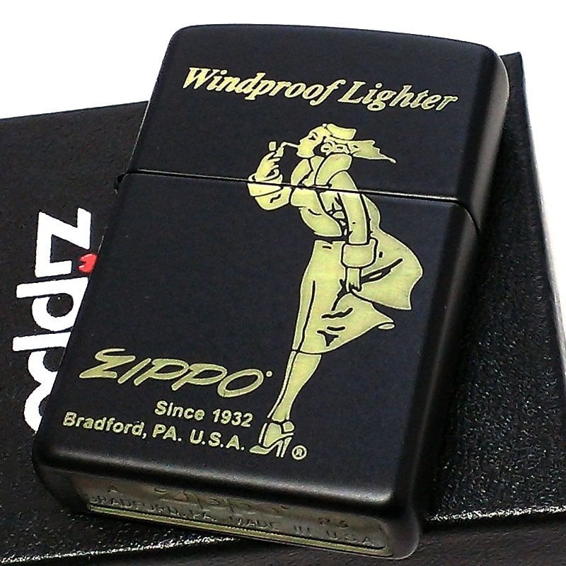 ジッポ ライター ウィンディガール 黒金 ZIPPO マットブラック WINDY