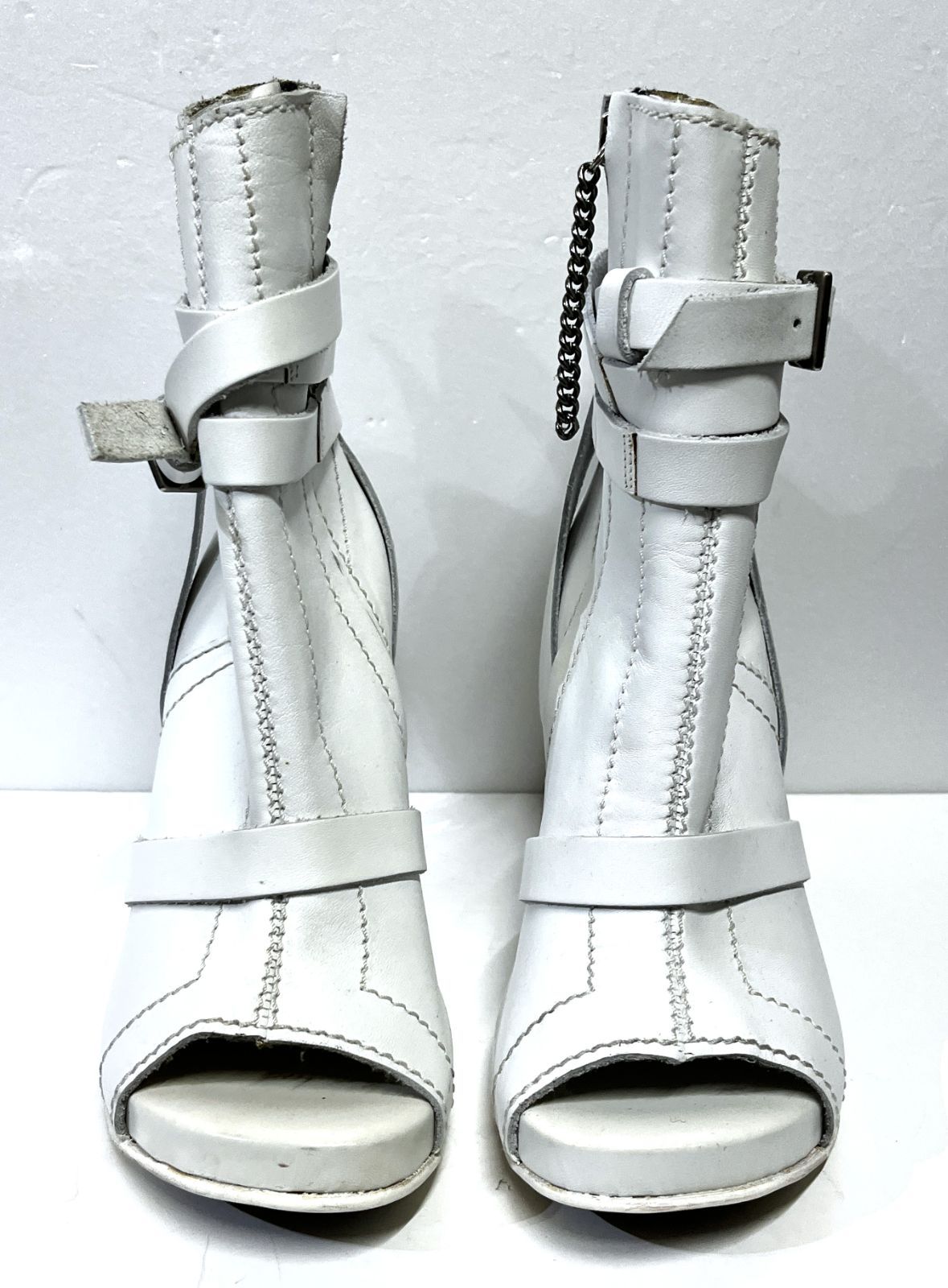 4 22 cm程度 DIRK BIKKEMBERGS｜ダークビッケンバーグ ベルト付き サイドジップ ヒールブーツサンダル 靴 KWY