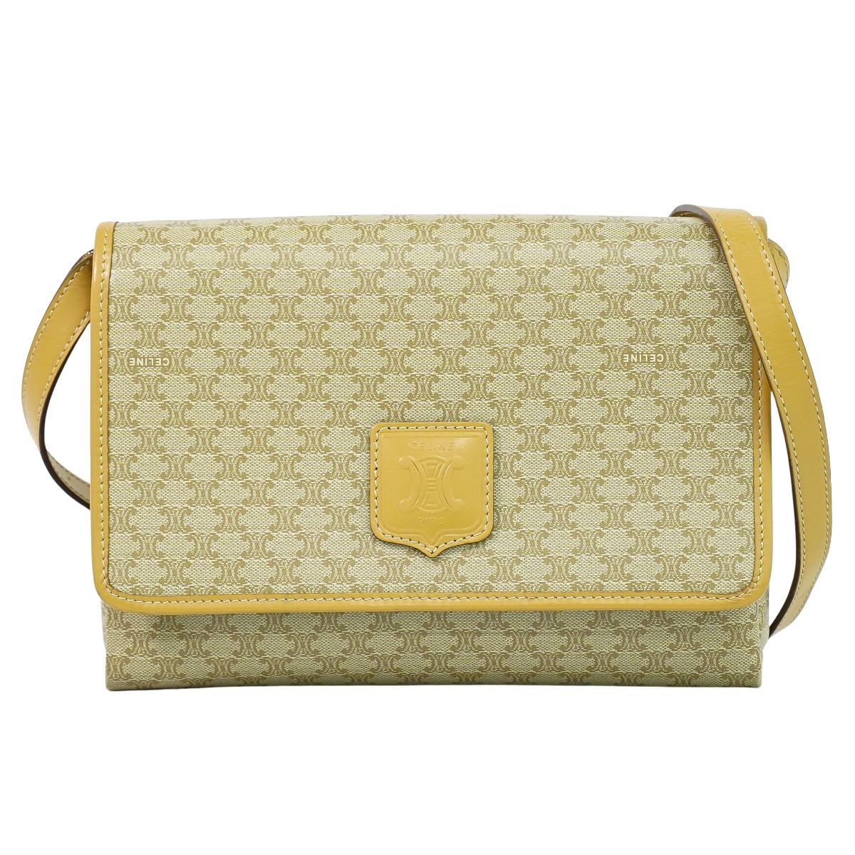 本物 セリーヌ CELINE マカダム ショルダーバッグ ポシェット PVC ブラウン Macadam バッグ 中古