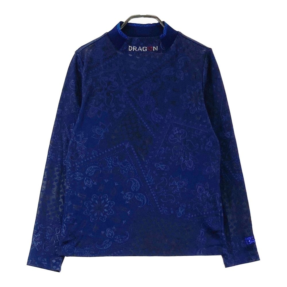 サイズ：2 DANCE WITH DRAGON ダンスウィズドラゴン  ハイネック長袖Tシャツ 総柄 ネイビー系 [240101504743] ゴルフウェア レディース ストスト