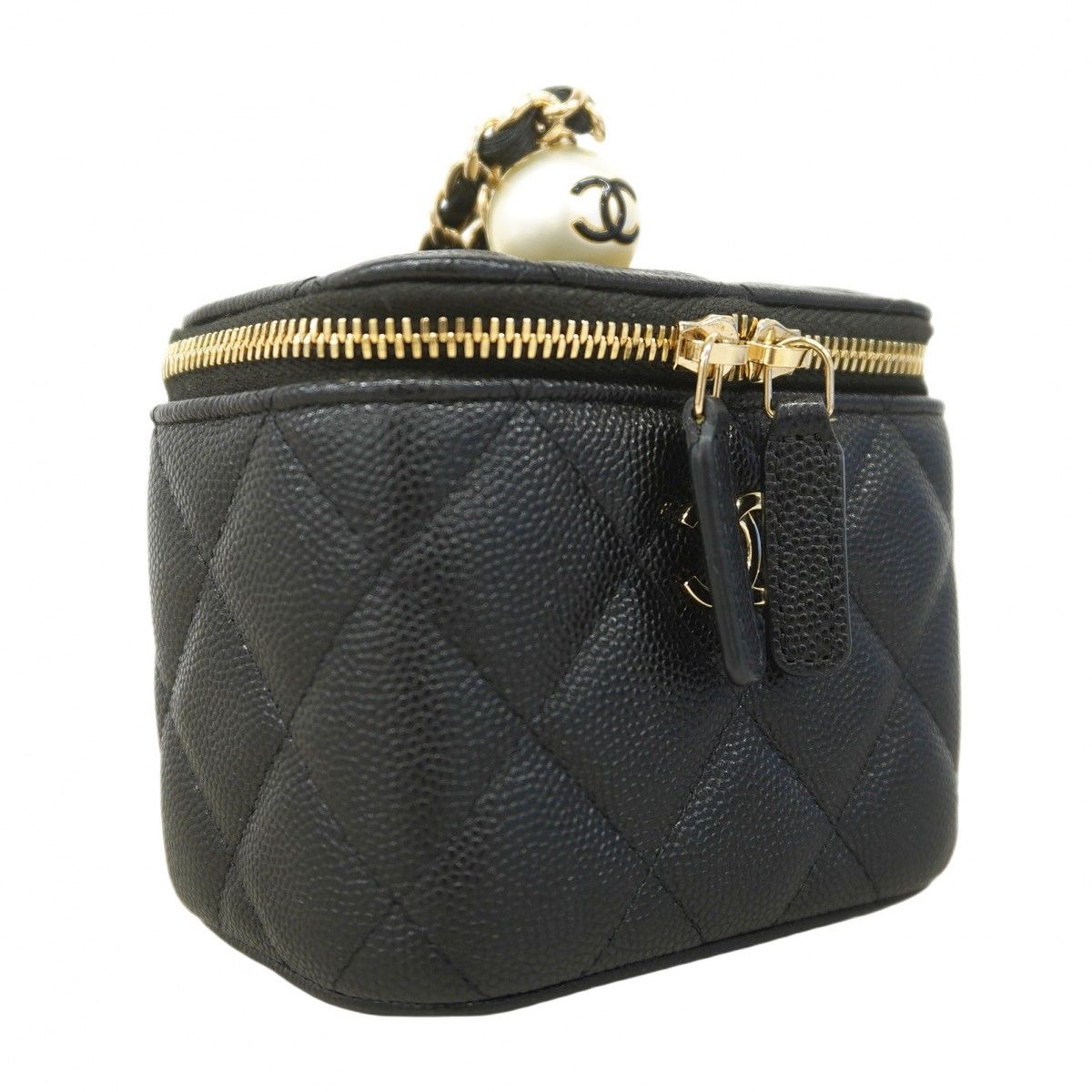 5gd4754-h】シャネル バニティバッグ マトラッセ キャビアスキン  