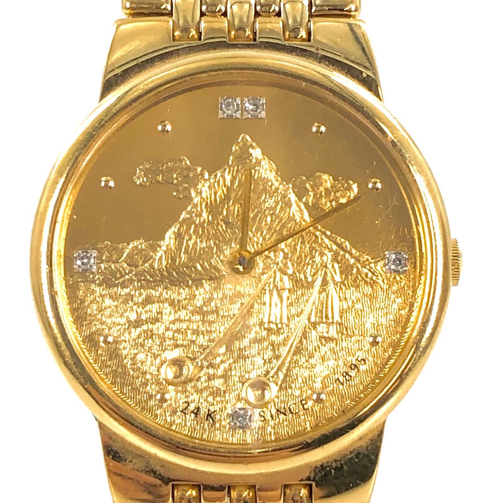 AUREOLE オレオール SW-565M コインウォッチ QZ/24K×SS 5Pダイヤ ゴールド文字盤 メンズ腕時計【OE-391】  AUREOLE「オレオール」クリスタルローマメタルウォッチ(メンズ,腕時計,スイス時計,日本製ムーブメント,100m防水)MIRA-32