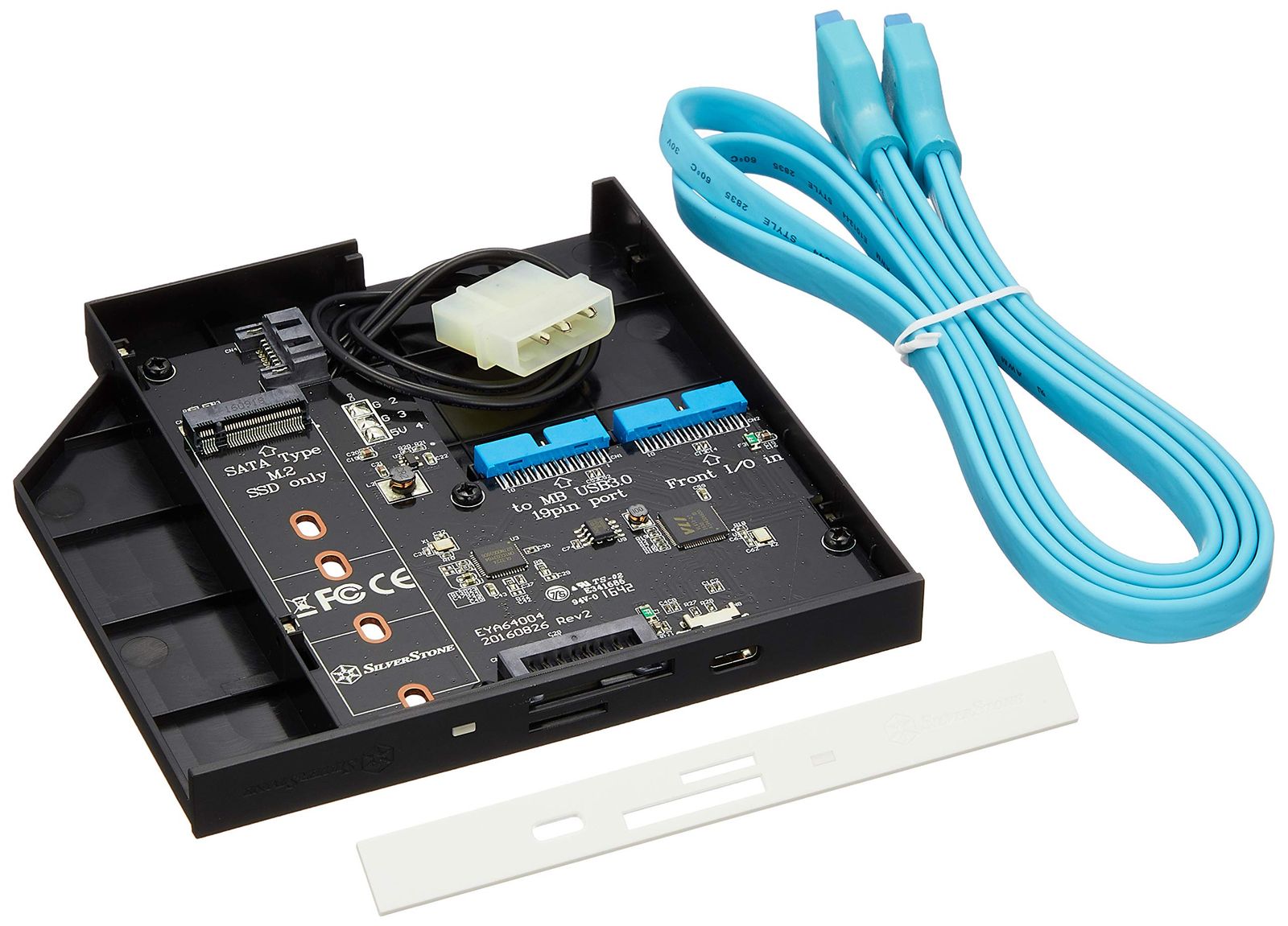 SilverStone 12.7mmスリム光学ドライブ→1基USB 3.0 Type-C Micro SD SDカードリーダー変換ドライブベイ SST-FPS01-C