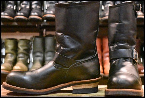 【10D 良品 15年】レッドウィング 2268 エンジニア 黒 ブラッククローム スチールトゥ プルオン ブーツ redwing HOPESMORE【FA036】