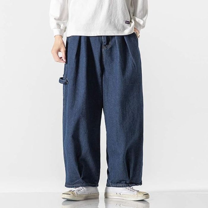 ワイドパンツ メンズ デニムパンツ ジーンズ ジーパン ガウチョ ロング丈 コットン ストレート アメカジ ブラスト ペインター おしゃれ かっこいい 大きいサイズ 97V1215