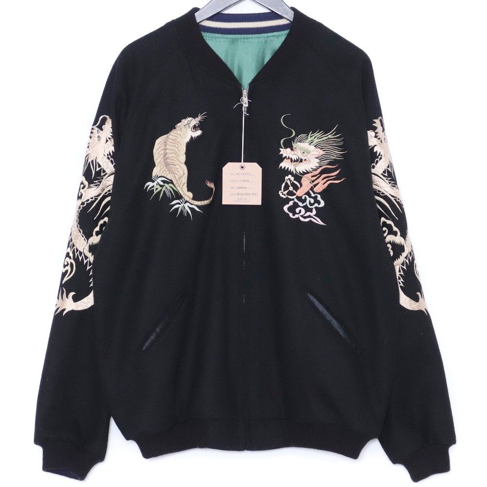 GOLD WOOL SOUVENIR JACKET Lサイズ ブラック×グリーン GL15115