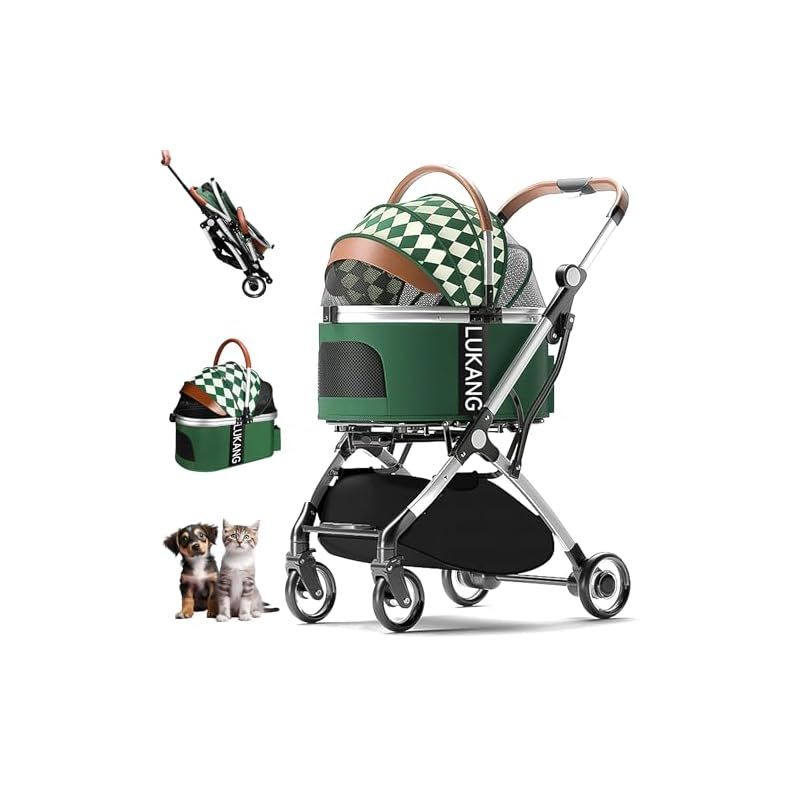 Lukang ペットカート 360°回転前輪、後輪ブレーキ 分離型 ペットバギー