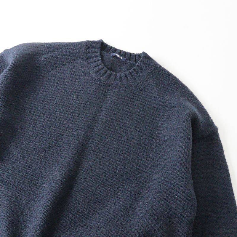 イレーヴ YLEVE ウール混 クルーネックニットプルオーバー F/ネイビー 