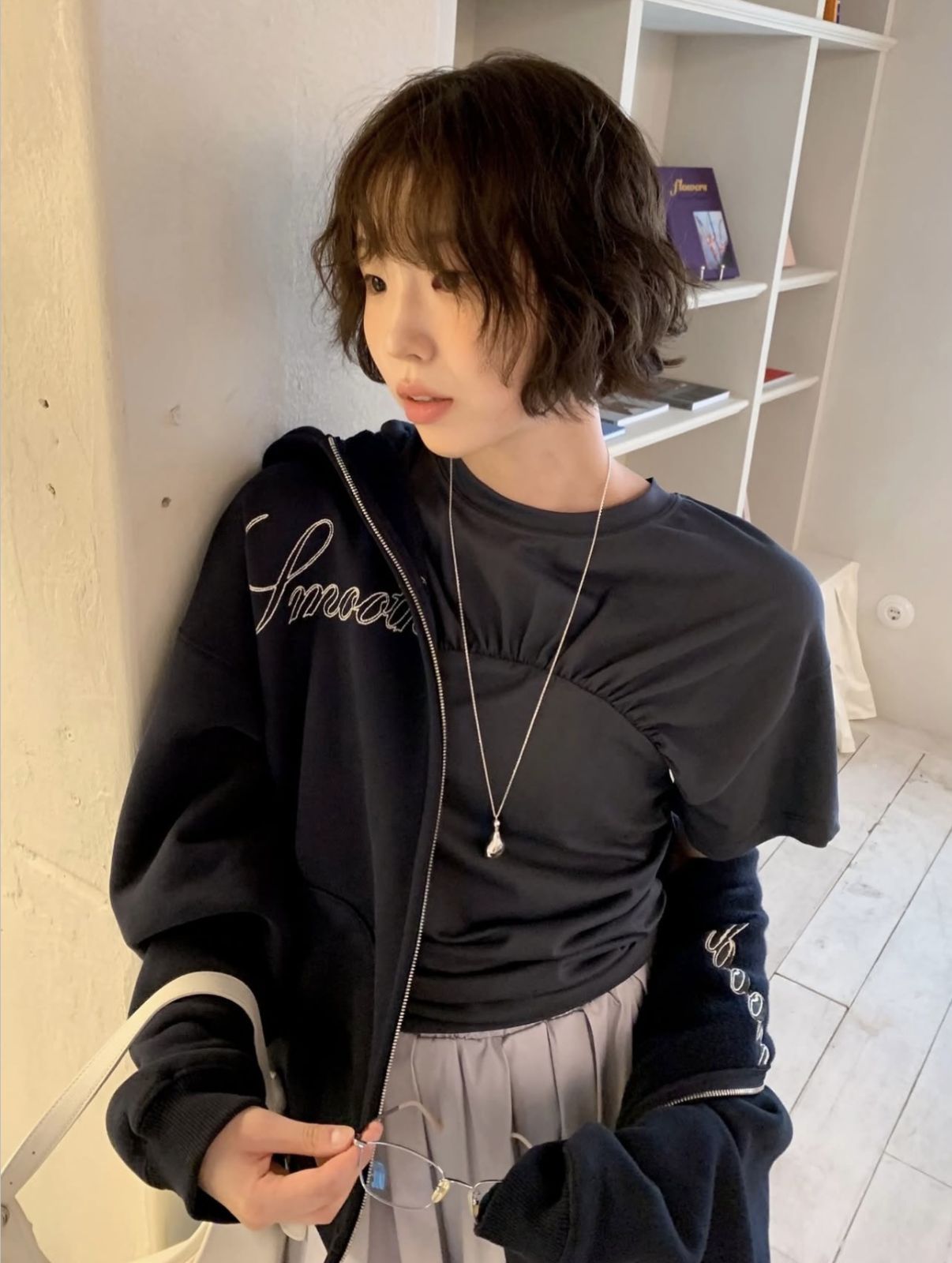 フード付きスウェットアウター