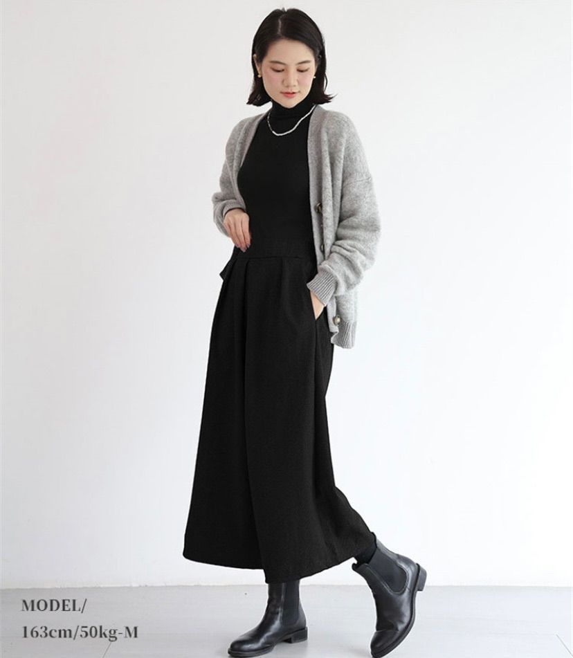 ガウチョパンツ 冬 フレアパンツ スカーチョ 秋冬 きれいめ
