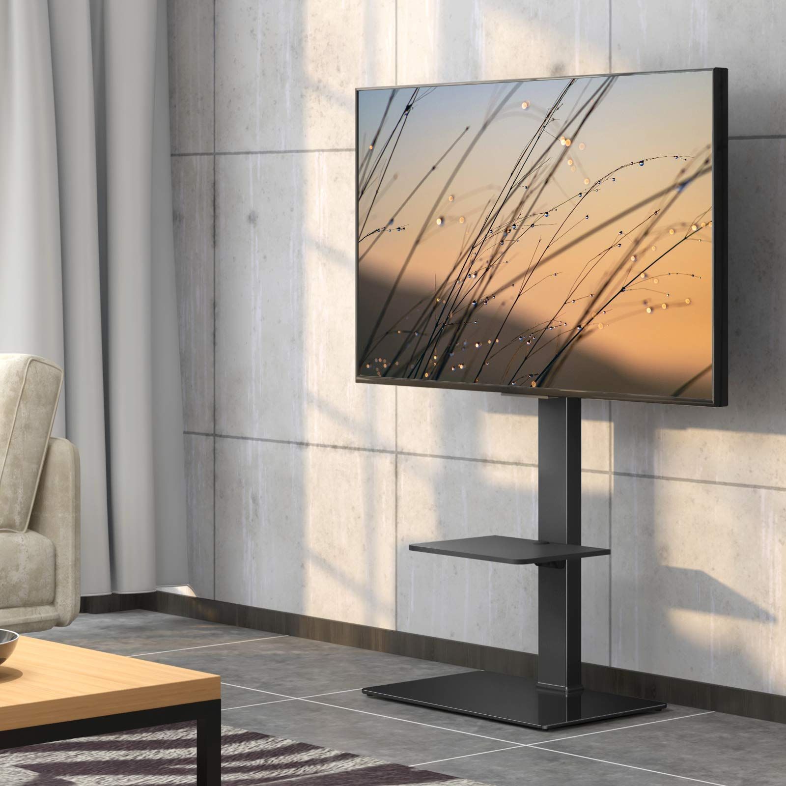 新着商品 ラック回転 高さ調節 ブラック 壁寄せテレビスタンド TT207001MB テレビスタンド 2段式 FITUEYES