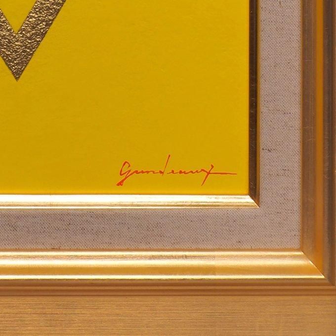 絵画油絵【金のダビデの星】がんどうあつし直筆肉筆F3アクリル額付金運奇跡開運