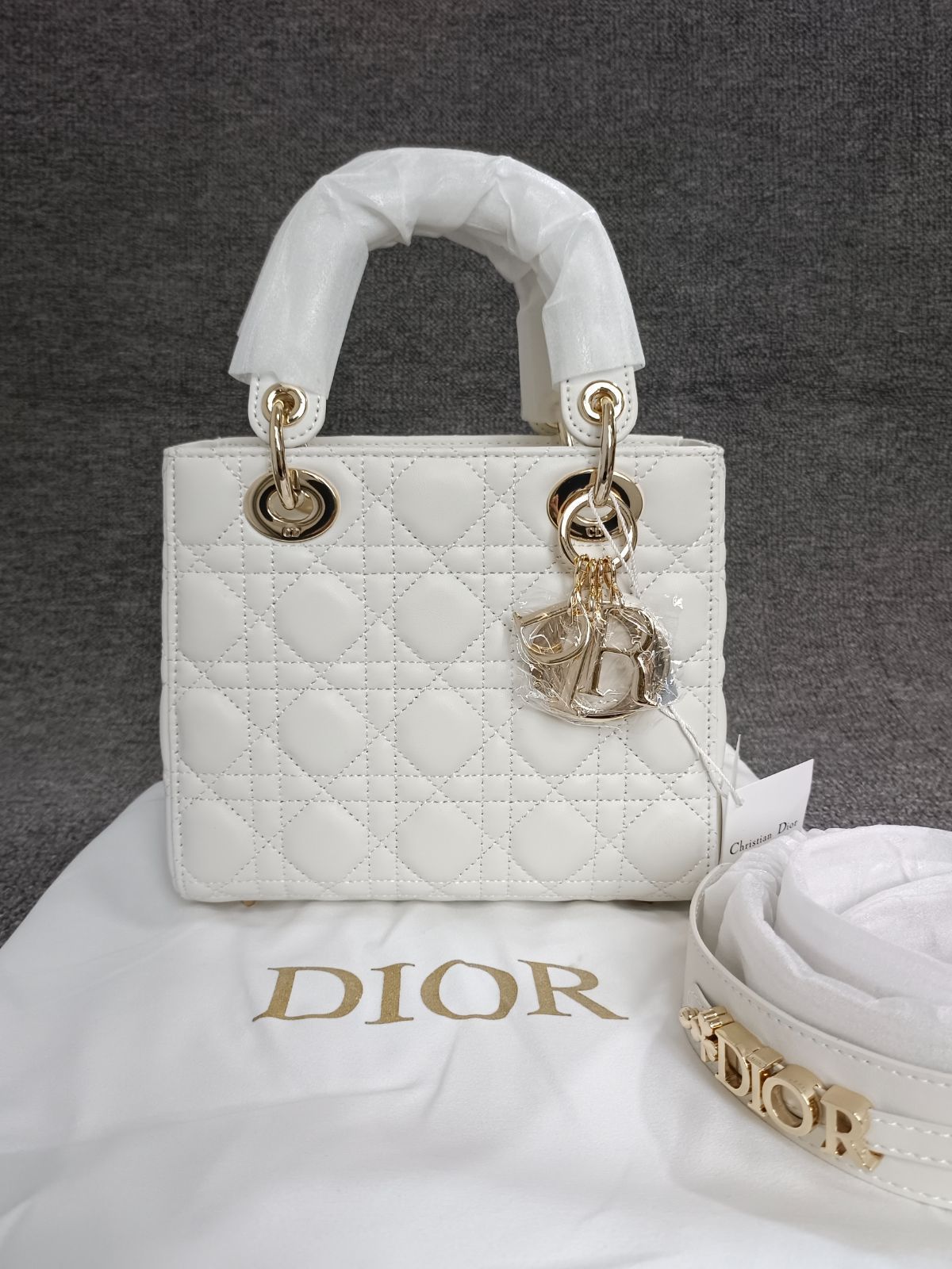 極美品☆ Lady Dior My ABCDior バッグ スモール シルバー Christian Dior - 極美品☆ Lady Dior My ABCDior バッグ