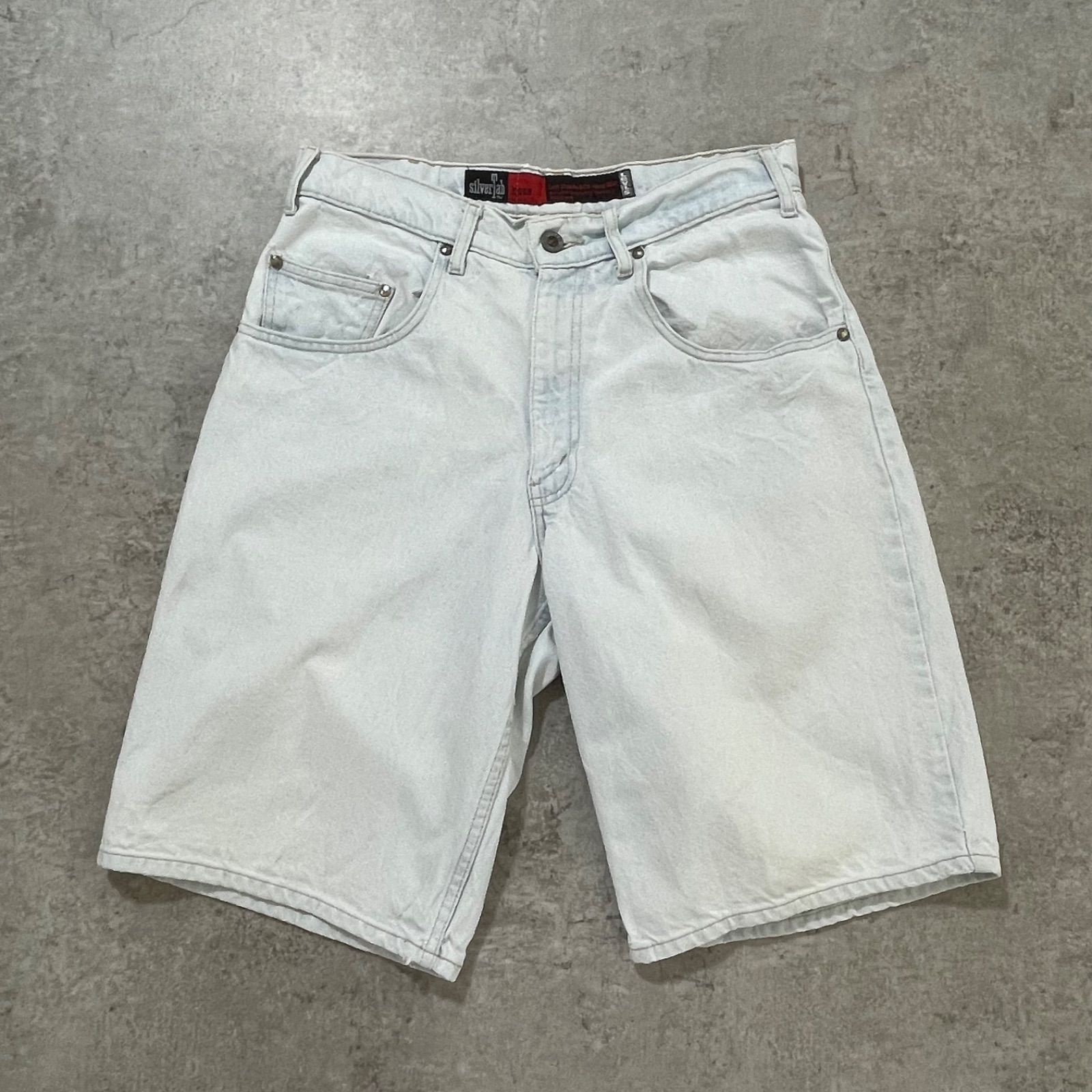90S【FREAKY】美品！極太 シルバーグレー ワイドバギーペインター