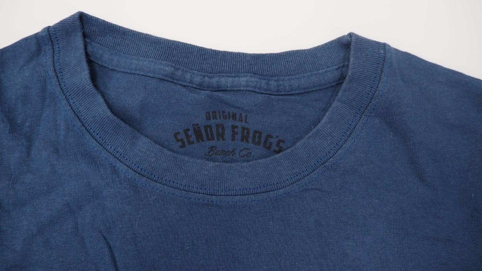 (アメリカ古着)Senor Frogs セニョールフロッグス カエルイラスト ネイビーTシャツ M