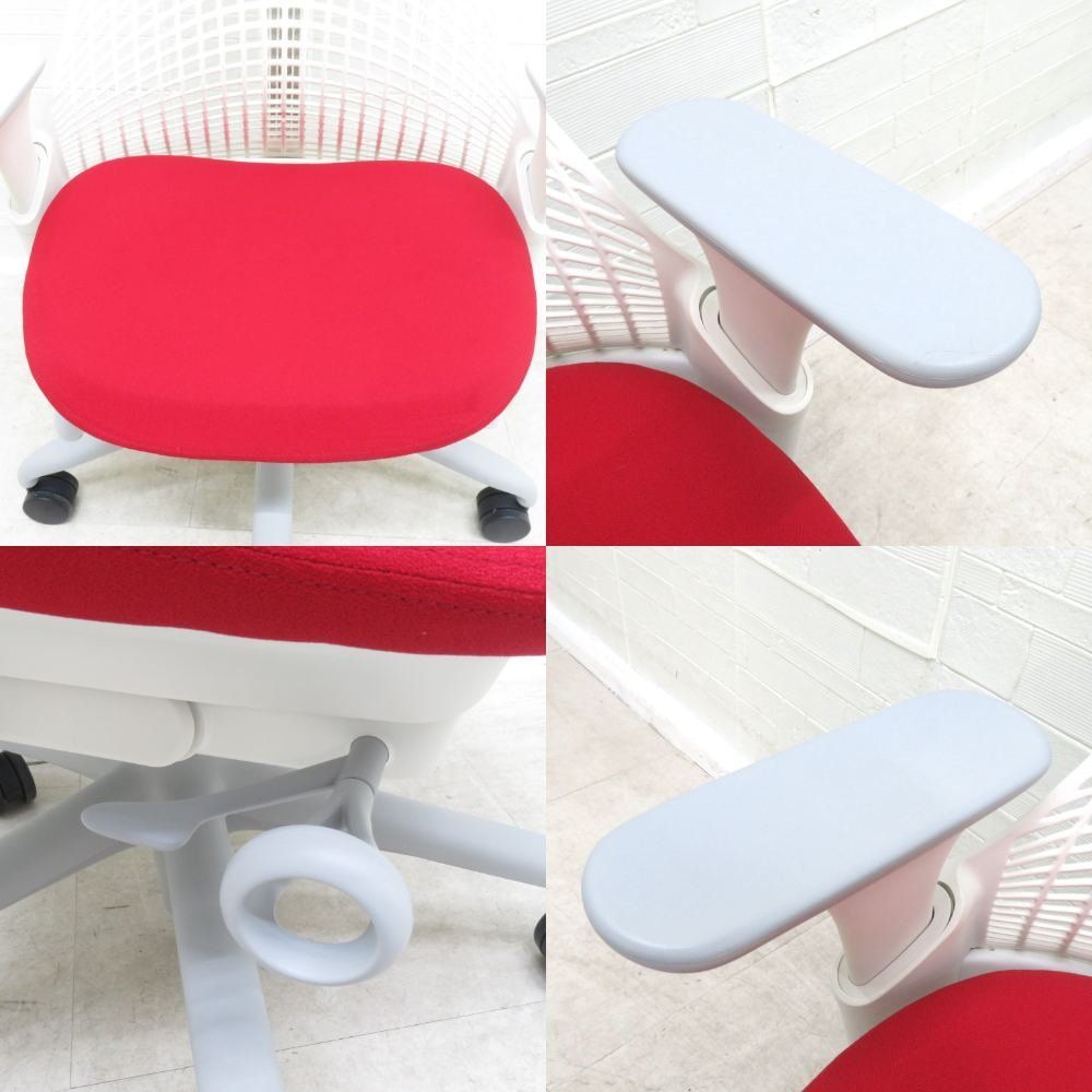 ホワイト|レッド 事務椅子