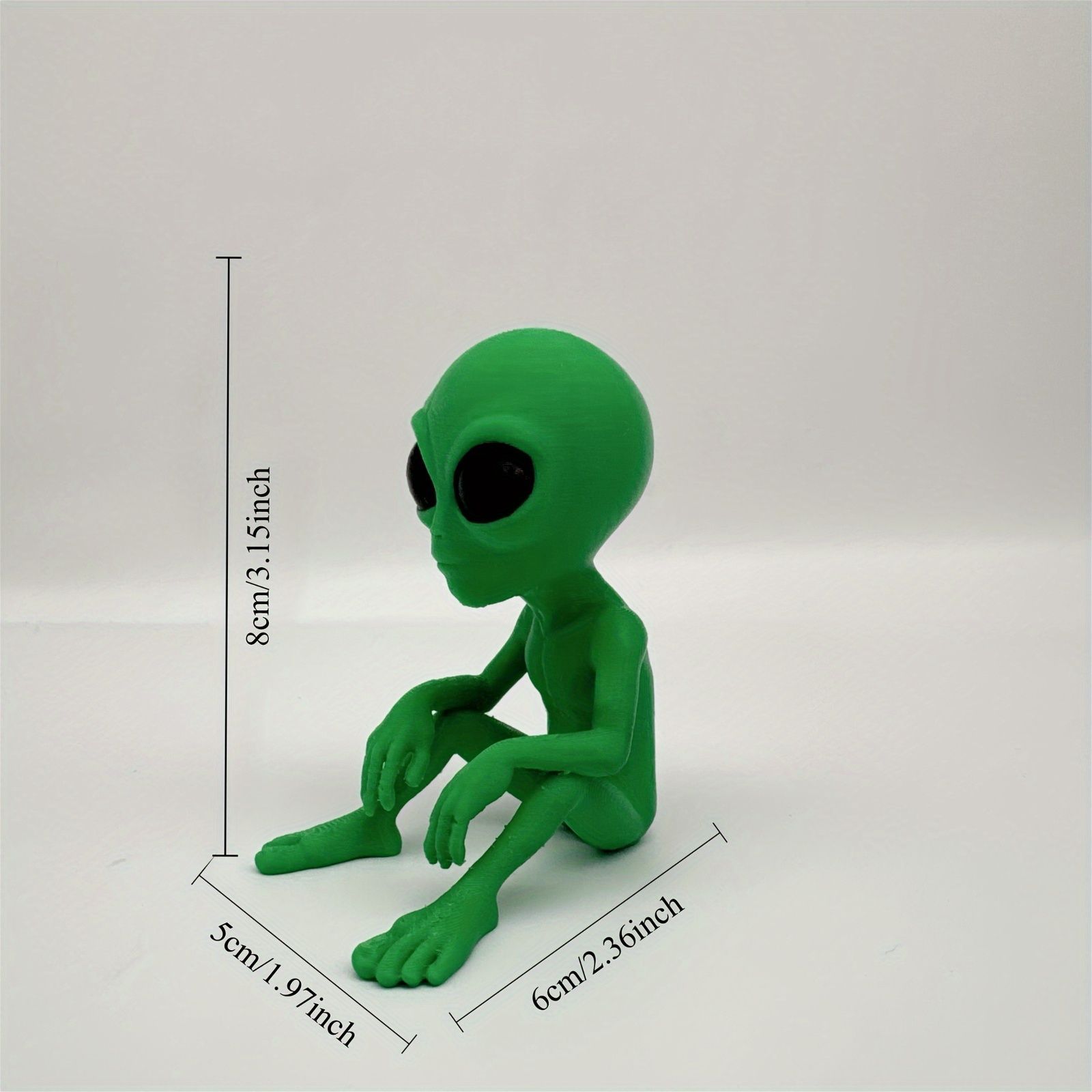 宇宙人フィギュア 青緑色 フィギュア 座っている宇宙人 グリーン 緑 リアル 置物 8cm