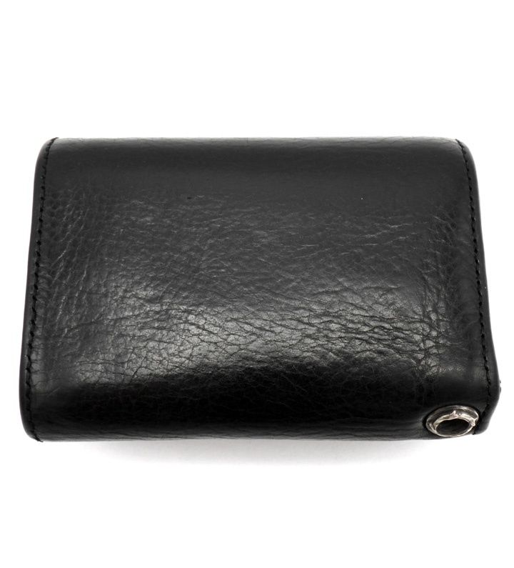アンティーク クロムハーツ CHROME HEARTS 3FOLD 3フォールド クロスボール ボタン レザー ウォレット 財布 44788 【驚きの価格が実現！】