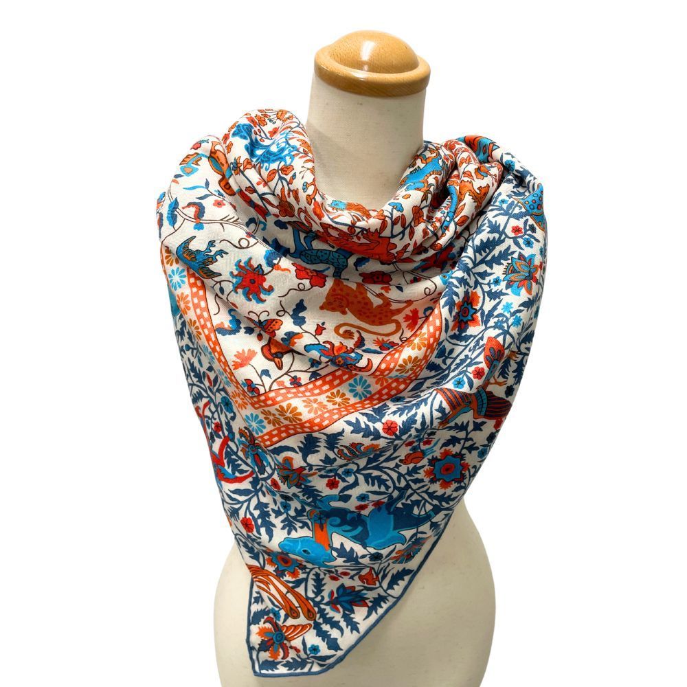HERMES エルメス カシミア シルク スカーフ カレジュアン140