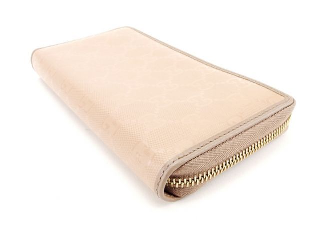 グッチ 長財布 ラウンドファスナー GG柄 ベージュ PVC×レザー GUCCI 長