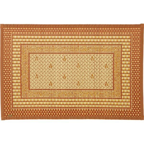 国産い草 玄関マット/フロアマット 【約70×120cm ブラウン】 日本製 縁：綿100％ 裏貼り 『エルモード』 〔入口〕【代引不可】