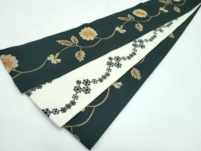 平和屋着物 上 両面 半幅帯 総刺繍 草花文 CZAA3481s5