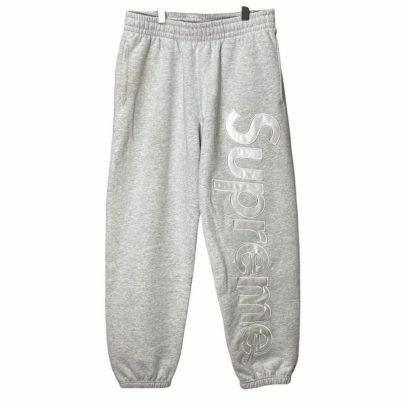 シュプリーム SUPREME Satin Appliqu Sweatpant サテン アップリケ スウェットパンツ 裏起毛 ワッペン S グレー  メンズ