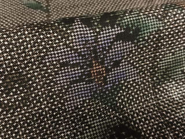 平和屋着物○本場大島紬 泥染め 7マルキ 花唐草文 正絹 逸品 未使用