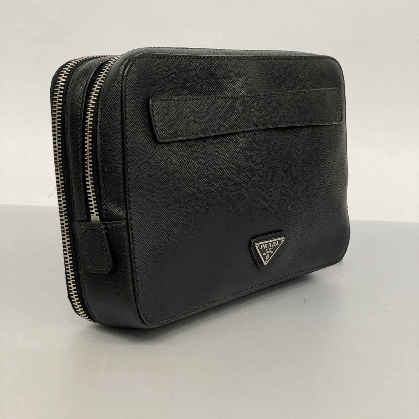プラダ(Prada) プラダ クラッチバッグ サフィアーノ レザー ブラック メンズ