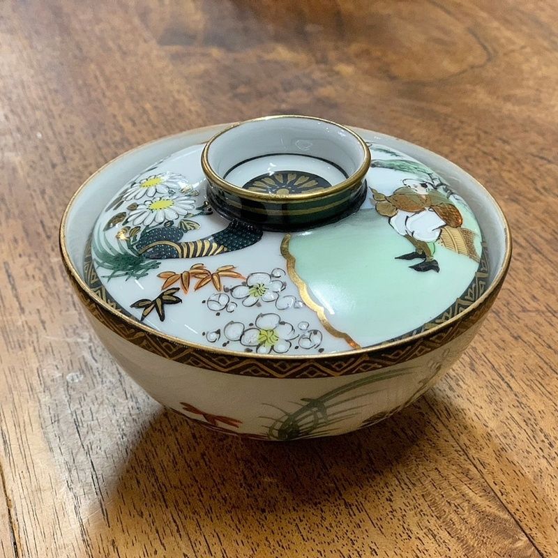 花と鳥の絵柄 陶器茶器 豪華なお茶碗♪赤絵花鳥柄の美しい総模様中平お茶碗 - たんぽぽ